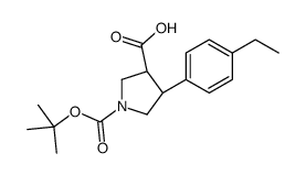 (3S,4r)-1-(叔丁氧基羰基)-4-(4-乙基苯基)吡咯烷-3-羧酸结构式