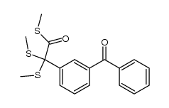 S-methyl 2-(3-benzoylphenyl)-2,2-bis(methylthio)ethanethioate结构式