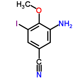 3-Amino-5-iodo-4-methoxybenzonitrile结构式