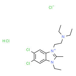 5,6-dichloro-3-[2-(diethylamino)ethyl]-1-ethyl-2-methylbenzimidazolium chloride monohydrochloride structure