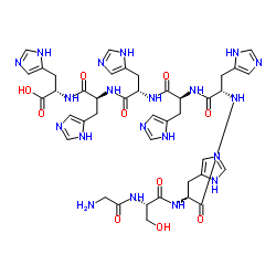 Glycyl-L-seryl-L-histidyl-L-histidyl-L-histidyl-L-histidyl-L-histidyl-L-histidine结构式