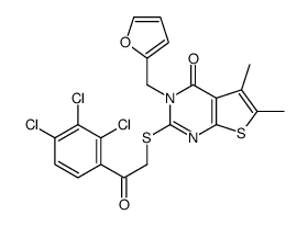 3-(furan-2-ylmethyl)-5,6-dimethyl-2-[2-oxo-2-(2,3,4-trichlorophenyl)ethyl]sulfanylthieno[2,3-d]pyrimidin-4-one结构式