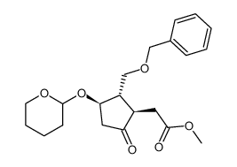 methyl 3α-hydroxy-5-oxo-2β-(benzyloxymethyl)cyclopentane-1α-acetate 3-tetrahydropyran-2-yl ether Structure