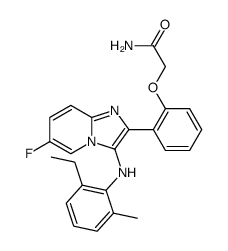 2-[2-(aminocarbonylmethoxy)phenyl]-3-(2-ethyl-6-methylphenylamino)-6-fluoroimidazo[1,2-a]pyridine Structure