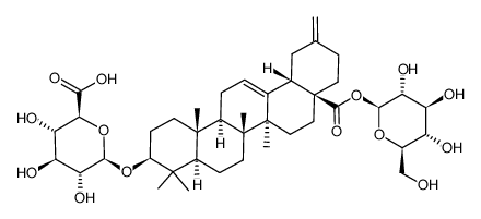 3-O-β-D-glucuropyranosyl-30-norolean-12,20 (29)-dien-28-oic acid-28-O-β-D-glucopyranoside Structure