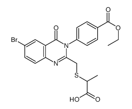 Benzoic acid, 4-(6-bromo-2-(((1-carboxyethyl)thio)methyl)-4-oxo-3(4H)- quinazolinyl)-, 1-ethyl ester Structure