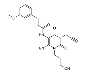 (E)-N-[6-amino-1-(3-hydroxypropyl)-2,4-dioxo-3-prop-2-ynyl-1,2,3,4-tetrahydropyrimidin-5-yl]-3-(3-methoxyphenyl)acrylamide结构式