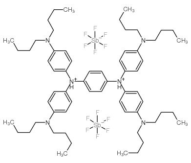 N3,N3,N6,N6-Tetrakis[4-(dibutylamino)phenyl]-1,4-cyclohexadiene-3,6-diaminium hexafluoroantimonate (1:2) structure