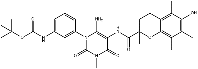 Carbamic acid,[3-[6-amino-5-[[(3,4-dihydro-6-hydroxy-2,5,7,8-tetramethyl-2H-1-benzopyran-2-yl)carbonyl]amino]-3,4-dihydro-3-methyl-2,4-dioxo-1(2H)- picture