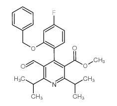 3-Pyridinecarboxylic acid, 4-[4-fluoro-2-(phenylmethoxy)phenyl]-5-formyl-2,6-bis(1-methylethyl)-, methyl ester Structure