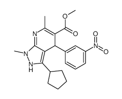 methyl 3-cyclopentyl-4,7-dihydro-1,6-dimethyl-4-(3-nitrophenyl)pyrazolo(3,4-b)pyridine-5-carboxylate structure