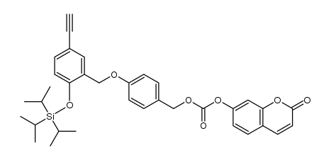 4-(5-ethynyl-2-(triisopropylsilyloxy)benzyloxy)benzyl 2-oxo-2H-chromen-7-yl carbonate结构式