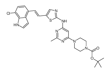 TERT-BUTYL 4-(6-((5-(2-(7-CHLORO-1H-INDOL-4-YL)VINYL)THIAZOL-2-YL)AMINO)-2-METHYLPYRIMIDIN-4-YL)PIPERAZINE-1-CARBOXYLATE structure