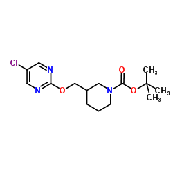 2-Methyl-2-propanyl 3-{[(5-chloro-2-pyrimidinyl)oxy]methyl}-1-piperidinecarboxylate Structure