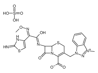 (6S,7S)-7-[[(2E)-2-(2-amino-1,3-thiazol-4-yl)-2-methoxyiminoacetyl]amino]-3-[(3-methylbenzotriazol-3-ium-1-yl)methyl]-8-oxo-5-thia-1-azabicyclo[4.2.0]oct-2-ene-2-carboxylic acid,hydrogen sulfate结构式