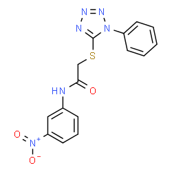 N-(3-nitrophenyl)-2-(1-phenyltetrazol-5-yl)sulfanylacetamide结构式