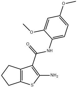 2-氨基-N-(2,4-二甲氧基苯基)-5,6-二氢-4H-环戊二烯[B]噻吩-3-甲酰胺结构式