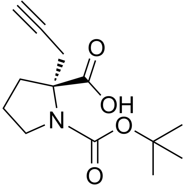 (R)-1-(叔丁氧基羰基)-2-(2-丙炔-1-基)吡咯烷-2-羧酸结构式