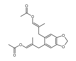 1,2-bis(3-acetoxy-2-methyl-2-propenyl)-4,5-methylenedioxybenzene结构式