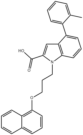 4-(2-Methylphenyl)-1-(3-(1-naphthyloxy)propyl)-1H-indole-2-carboxylic acid结构式