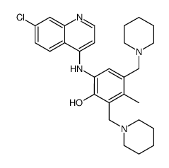 2-(7'-chloroquinolin-4'-ylamino)-5-methyl-4,6-bis(piperidin-1'-ylmethyl)phenol结构式