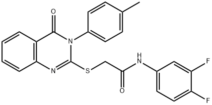 n-(3,4-di-f-ph)-2-((3-(4-me-ph)-4-oxo-3,4-dihydro-2-quinazolinyl)thio)acetamide Structure