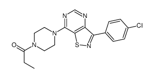 Piperazine, 1-[3-(4-chlorophenyl)isothiazolo[4,5-d]pyrimidin-7-yl]-4-(1-oxopropyl)- (9CI) picture