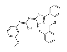 1-[5-[2-[(2-fluorophenyl)methylsulfanyl]phenyl]-1,3,4-thiadiazol-2-yl]-3-(3-methoxyphenyl)urea结构式