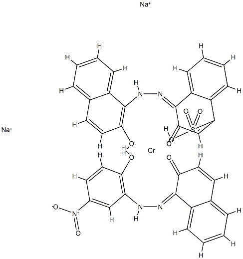 disodium [3-hydroxy-4-[(2-hydroxy-1-naphthyl)azo]naphthalene-1-sulphonato(3-)][1-[(2-hydroxy-5-nitrophenyl)azo]-2-naphtholato(2-)]chromate(2-) structure