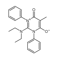 2-(Diethylamino)-3,6-dihydro-5-methyl-6-oxo-1,3-diphenyl-1-pyrimidinium-4-olat结构式