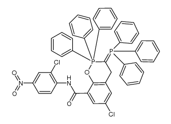 6-chloro-N-(2-chloro-4-nitrophenyl)-3,4-dihydro-2,2,2-triphenyl-3-(triphenylphosphoranylidene)-2H-benzo[e]-1,2-oxaphosphin-8-carboxamide Structure