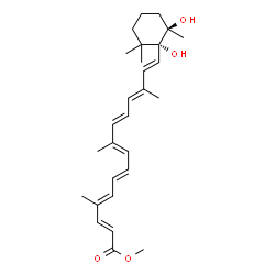 (5R,6R)-5,6-Dihydro-5,6-dihydroxy-10'-apo-β,ψ-caroten-10'-oic acid methyl ester Structure