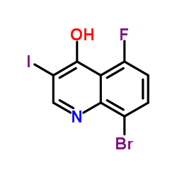 8-Bromo-5-fluoro-3-iodo-4-quinolinol结构式