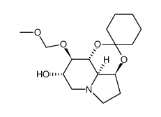 Spirocyclohexane-1,2-1,3dioxino4,5,6-hiindolizin-8-ol, octahydro-9-(methoxymethoxy)-, 3aS-(3a.alpha.,8.alpha.,9.beta.,9a.beta.,9b.alpha.)- Structure