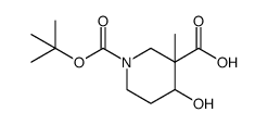 1-(叔-丁氧羰基)-4-羟基-3-甲基哌啶-3-羧酸结构式