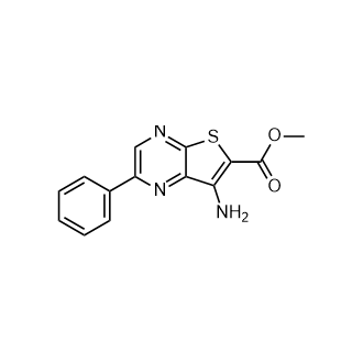 7-氨基-2-苯基噻吩并[2,3-b]吡嗪-6-羧酸甲酯结构式