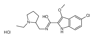 5-chloro-N-[(1-ethyl-2-pyrrolidinyl)methyl]-3-methoxy-1H-indole-2-carboxamide hydrochloride Structure