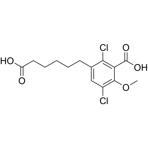 Dicamba-(CH2)5-acid Structure