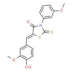 5-(4-hydroxy-3-methoxybenzylidene)-3-(3-methoxyphenyl)-2-thioxo-1,3-thiazolidin-4-one Structure