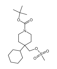 4-cyclohexyl-4-methanesulfonyloxymethylpiperidine-1-carboxylic acid tert-butyl ester结构式