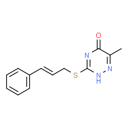 3-(cinnamylthio)-6-methyl-1,2,4-triazin-5(4H)-one structure