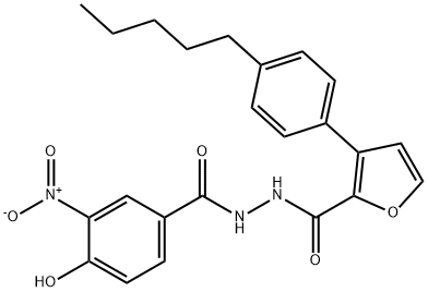 N'-(4-Hydroxy-3-nitrobenzoyl)-3-(4-pentylphenyl)-2-furohydrazide结构式