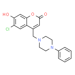 6-chloro-2-oxo-4-[(4-phenylpiperazin-1-ium-1-yl)methyl]-2H-chromen-7-olate structure