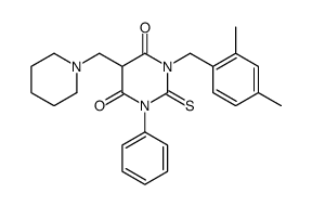 1-[(2,4-dimethylphenyl)methyl]-3-phenyl-5-(piperidin-1-ylmethyl)-2-sulfanylidene-1,3-diazinane-4,6-dione Structure