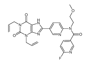 1,3-diallyl-8-[6-(N-[6-fluoronicotinoyl]-N-(2-methoxyethyl)amino)-3-pyridyl]xanthine结构式