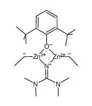 [Zn2(μ-1,1,3,3-tetramethylguanidinato)(Et)2(μ-OC6H3(CMe3)2-2,6)]结构式