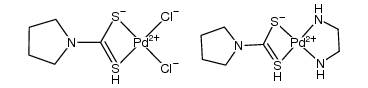 [Pd(pyrrolidine dithiocarbamate)(ethylenediamine)][PdCl2(pyrrolidine dithiocarbamate)]结构式