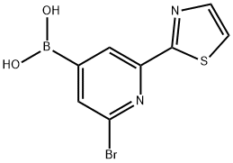 2-Bromo-6-(thiazol-2-yl)pyridine-4-boronic acid结构式