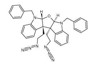 (5aR,6aR,11bS,11cS)-11b,11c-bis(2-azidoethyl)-5,7-dibenzyl-5,5a,6a,7,11b,11c-hexahydrofuro[2,3-b:5,4-b']diindole结构式