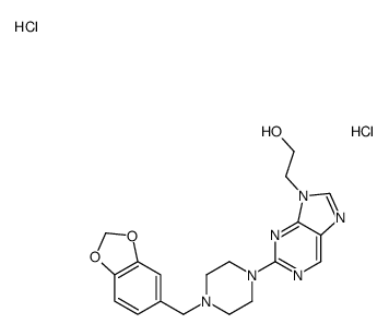 2-[2-[4-(1,3-benzodioxol-5-ylmethyl)piperazin-1-yl]purin-9-yl]ethanol,dihydrochloride Structure